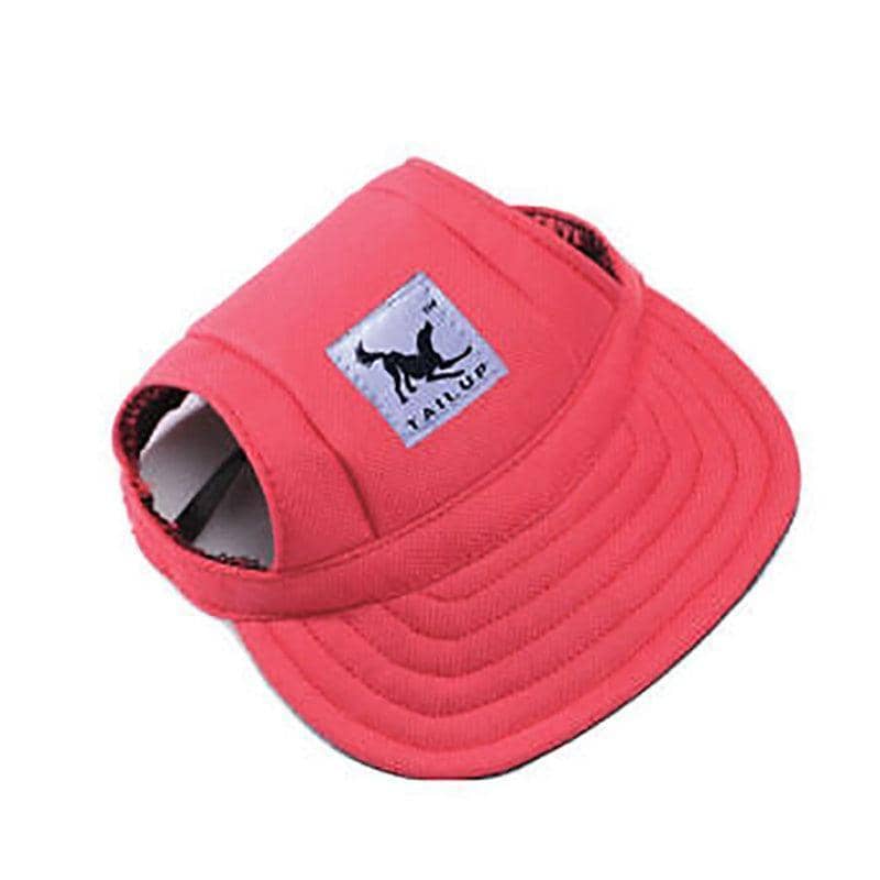 Dog Baseball Cap Sun Hat with Ear Holes - Red, Large (Head 37 cm)