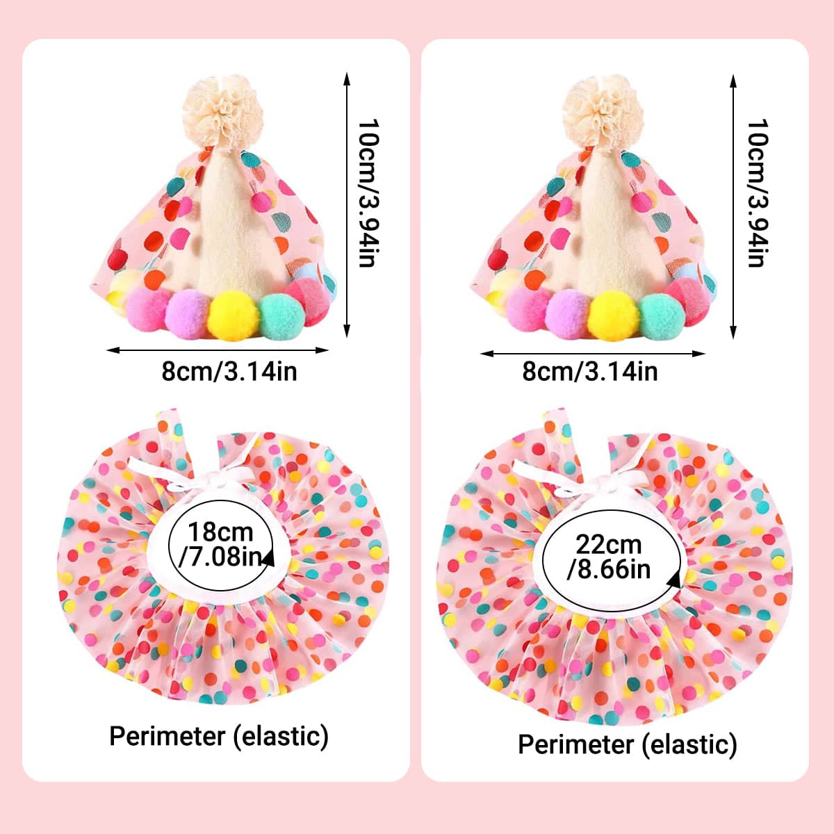 Dog Cat Birthday Dress Bib and Felt Hat Party Set - S, Bib Perimeter 18 cm - view 3