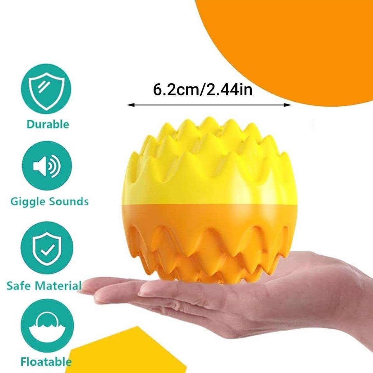 Dog Chew Ball with Giggle Sound, Elastic Rubber - Teal - view 4