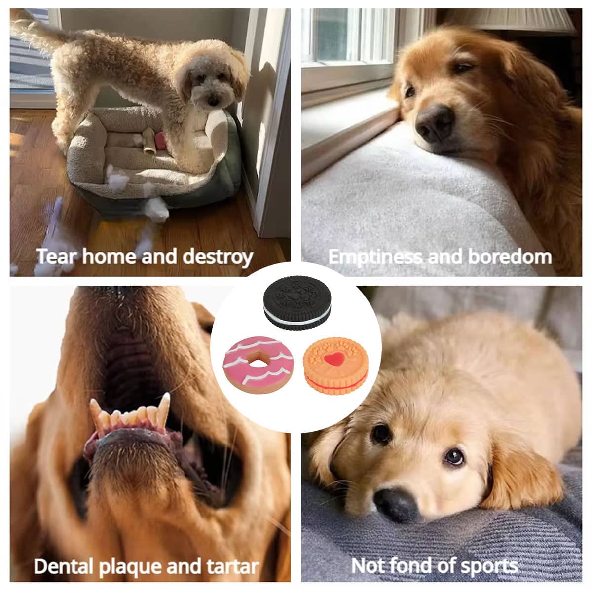 Dog Chew Toy, Round Biscuit Shape - Peach Heart Jam Biscuit - view 5