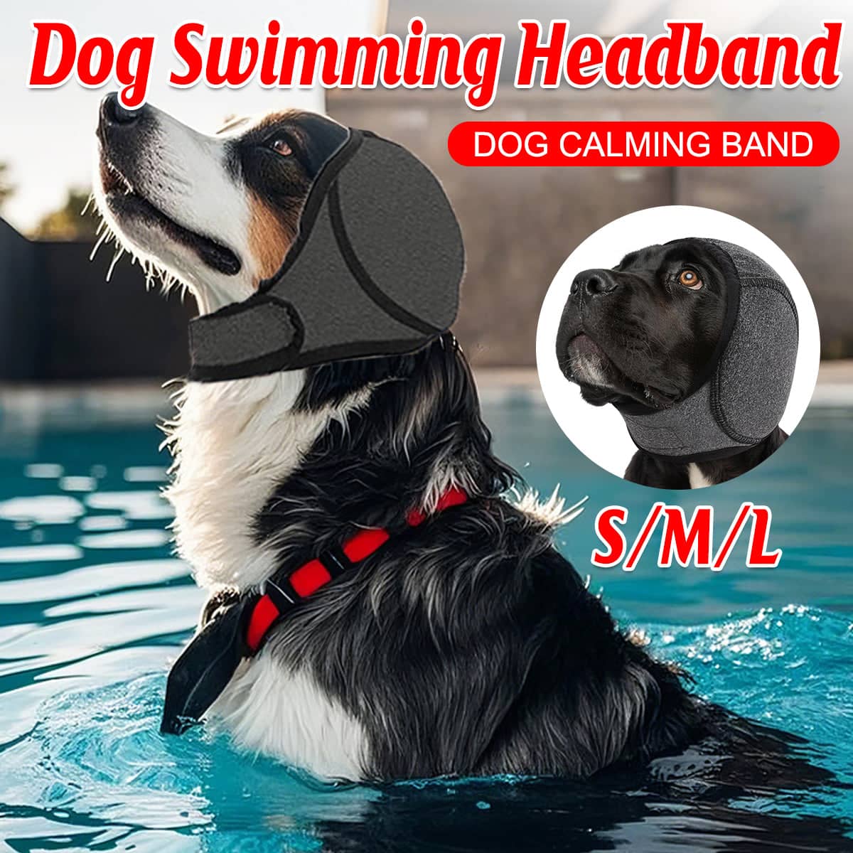 Dog Earmuffs Waterproof Neoprene Headgear - Grey, Small (Head 25-38 cm) - view 2