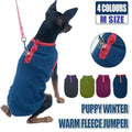 Dog Fleece Jumper Vest, Winter Warm - Dark Blue with Red Trim, Size M - view 2