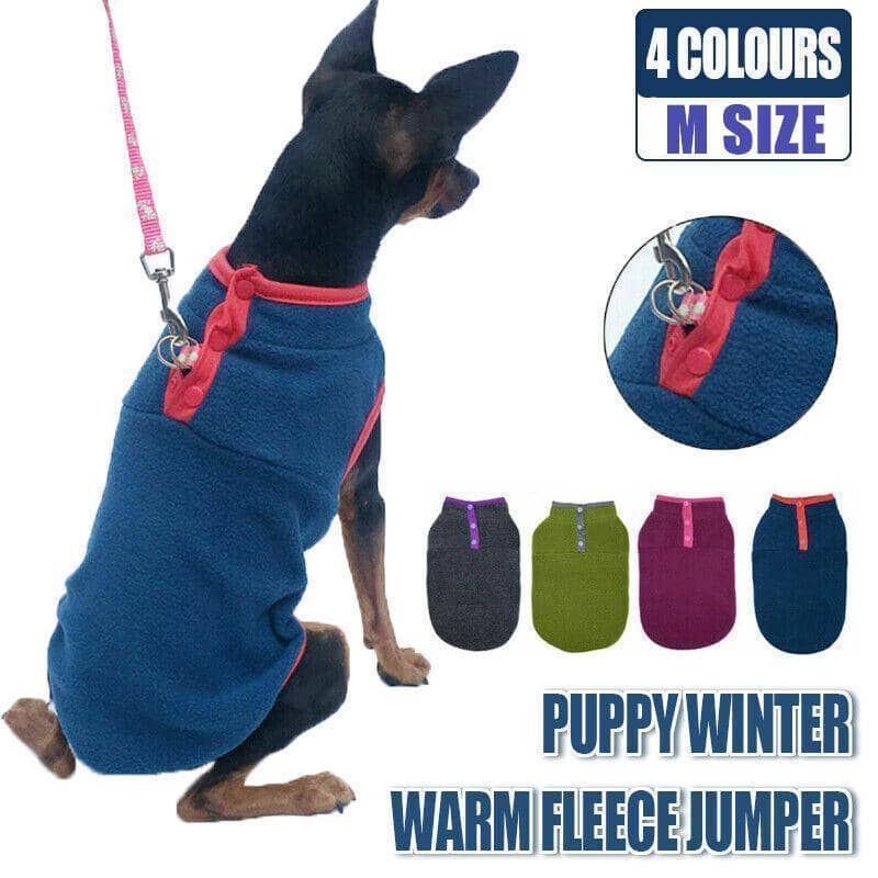 Dog Fleece Jumper Vest, Winter Warm - Purple with Pink Trim, Size M - view 2
