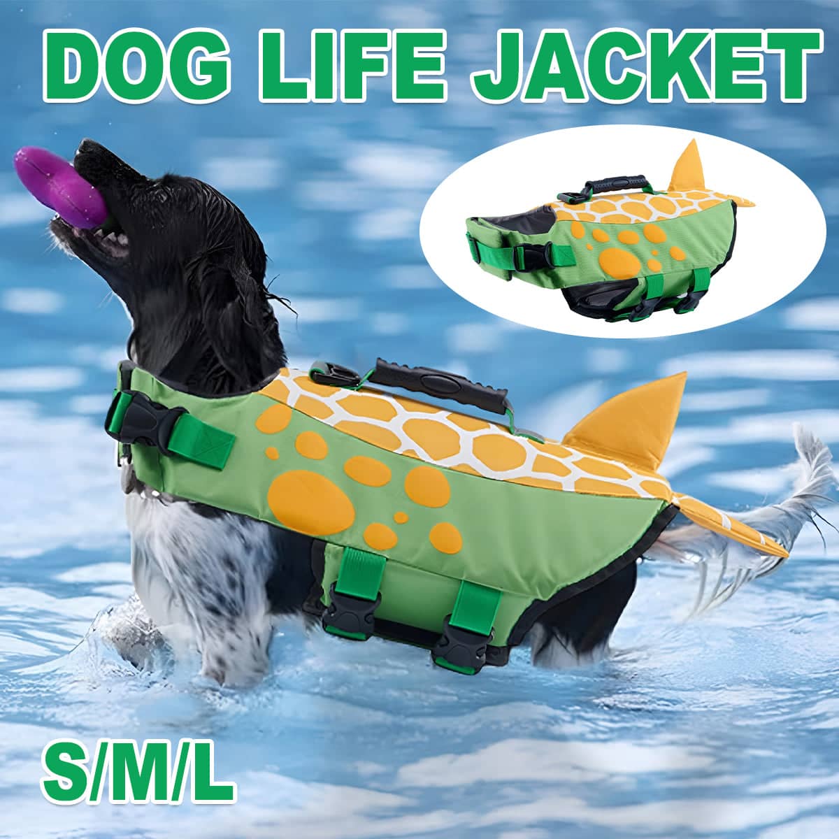 Dog Flotation Swimsuit with Top Handle - Green, Size L (Chest 69-80 cm) - view 2