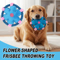 Dog Flying Disc Throw Toy, Flower Shape Plush with Squeaker and Rope Ring