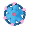 Dog Flying Disc Throw Toy, Flower Shape Plush with Squeaker and Rope Ring - view 2
