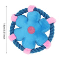 Dog Flying Disc Throw Toy, Flower Shape Plush with Squeaker and Rope Ring - view 3
