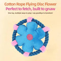 Dog Flying Disc Throw Toy, Flower Shape Plush with Squeaker and Rope Ring - view 5
