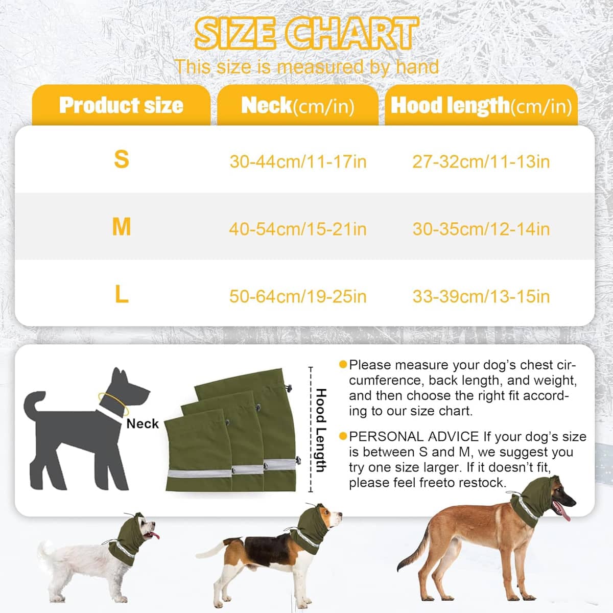 Dog Head Cover and Neck Scarf, Fleece Lined - Olive Green, Medium (Neck 40-54 cm) - view 3