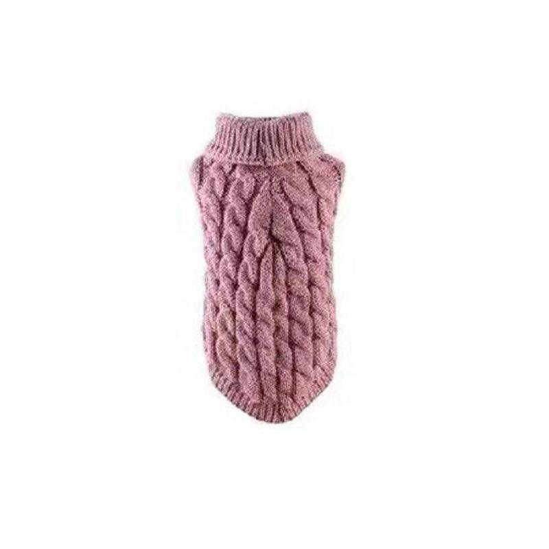 Dog Jumper Knitted Acrylic XL for Cool Weather - Leather Pink