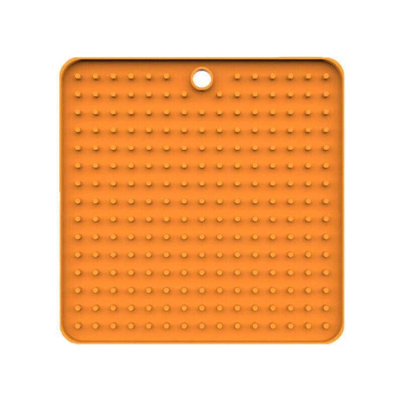 Dog Lick Mat Slow Feeder Treat Pad, 18 x 18 cm - Orange