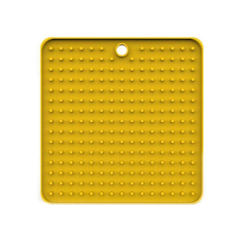 Dog Lick Mat Slow Feeder Treat Pad, 18 x 18 cm - Yellow