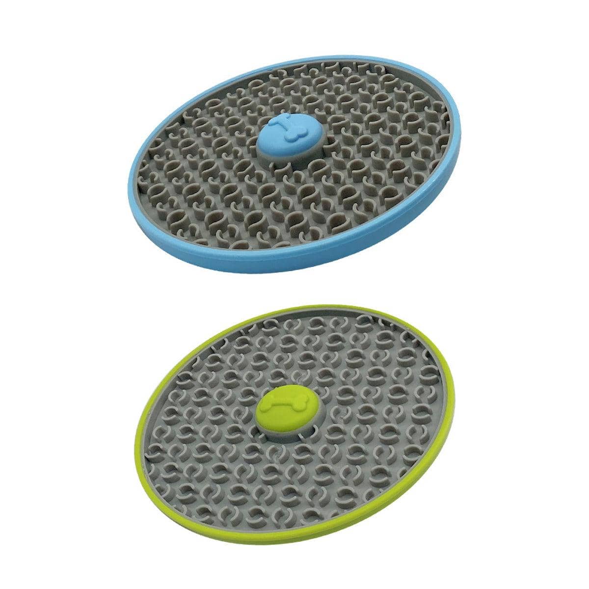 Dog Licking Pad Slow Feeder Tray with Suction Cups for Dogs and Cats - Green and Grey - view 3