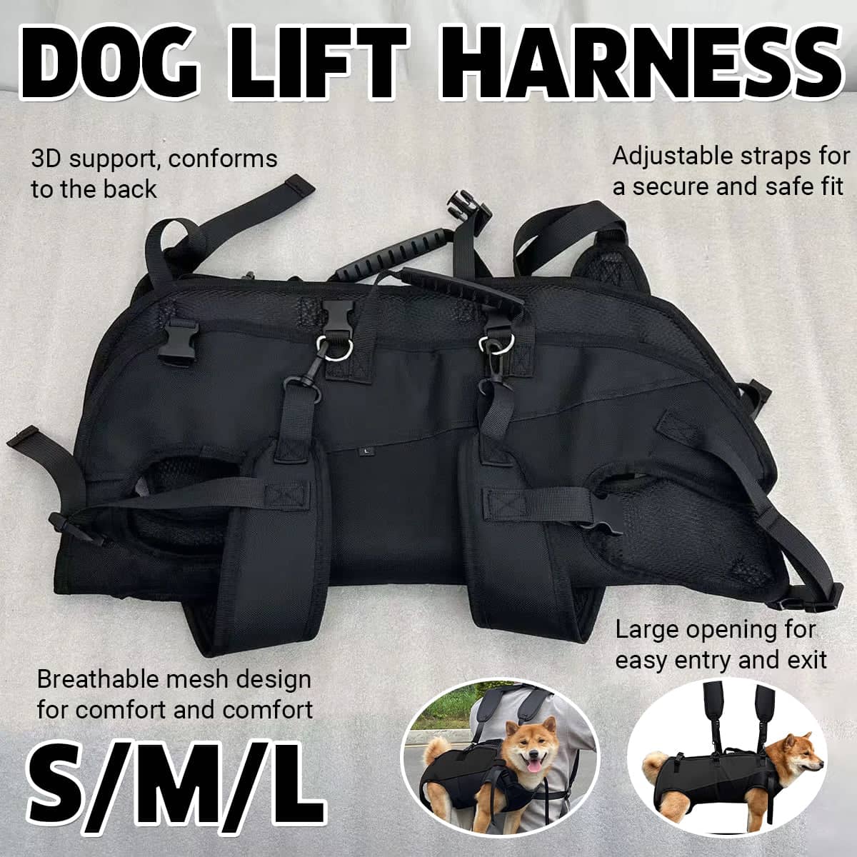 Dog Lift Harness Support Sling for Elderly or Injured Dogs, Heavy Duty - Size S (Chest 34 cm) - view 2