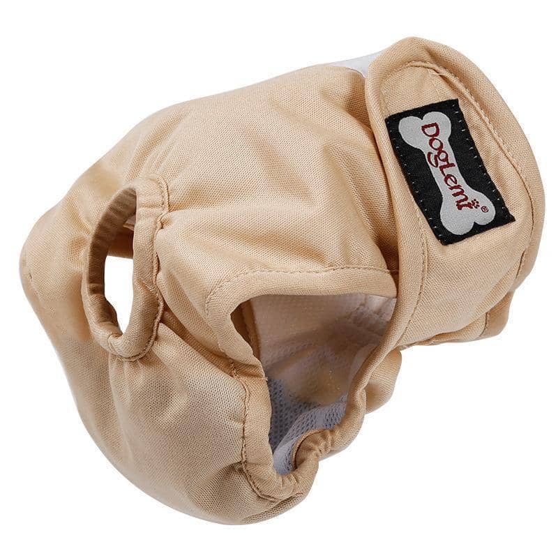 Dog Nappy Belly Band for Female Dogs, Reusable - Beige, L (Waistline 36-54 cm)