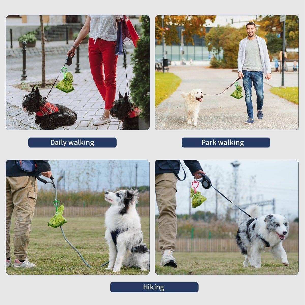 Dog Poo Bag Holder for Leash, Hands-Free Waste Bag Carrier, Pack of 2 - Black - view 5
