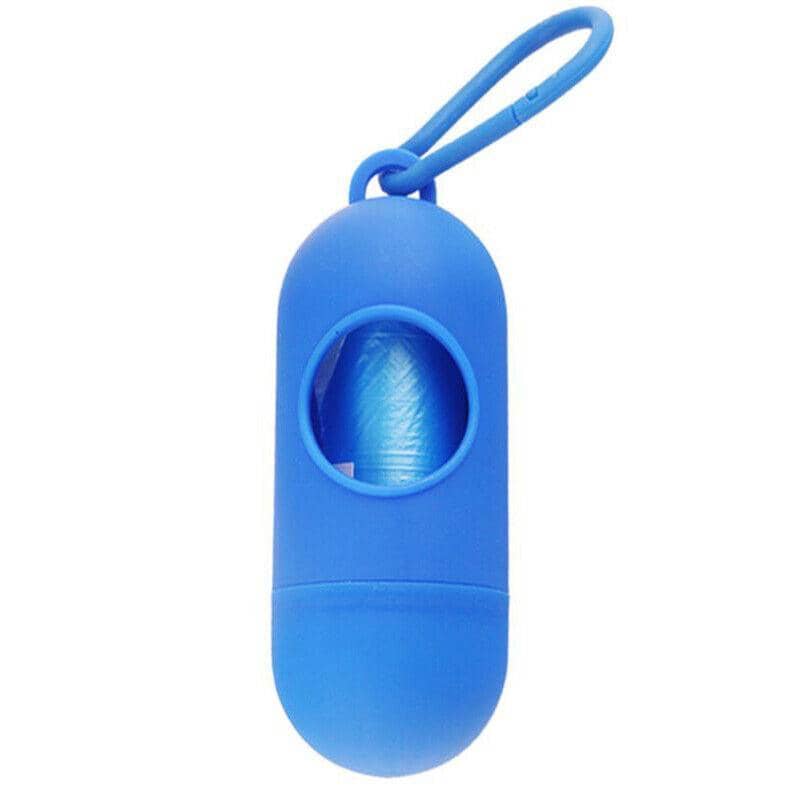 Dog Poop Bag Dispenser with Leash Clip - Blue