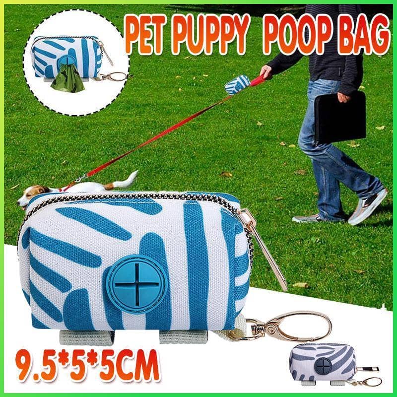 Dog Poop Bag Holder with Clip - Grey and White Print - view 2