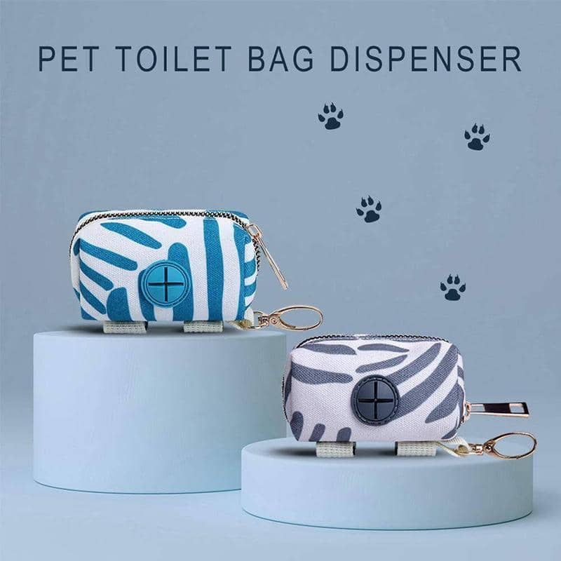 Dog Poop Bag Holder with Clip - Grey and White Print - view 4