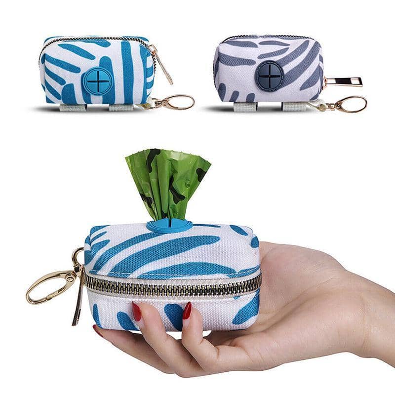 Dog Poop Bag Holder with Clip - Grey and White Print - view 5