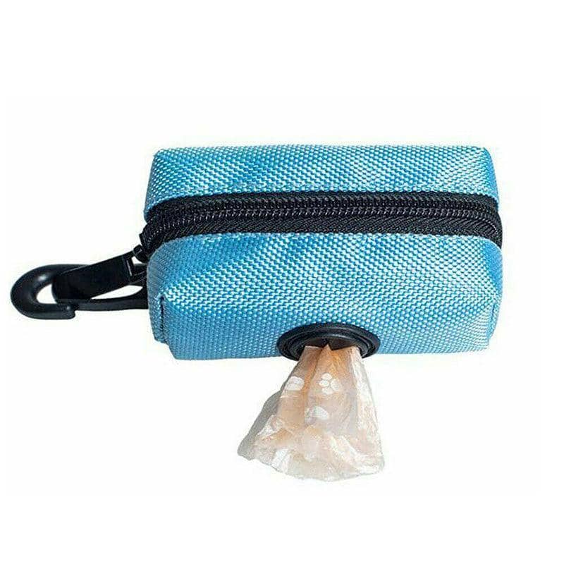 Dog Poop Bag Holder with Clip for Leash, Belt or Bag - Blue