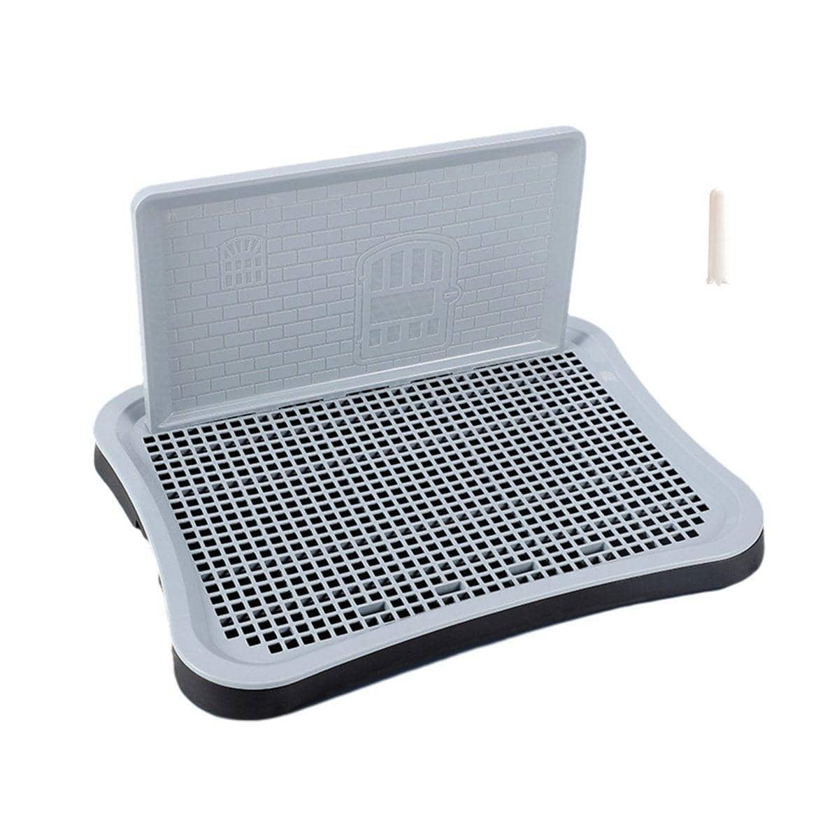 Dog Potty Training Tray with Raised Wall - Grey and Black