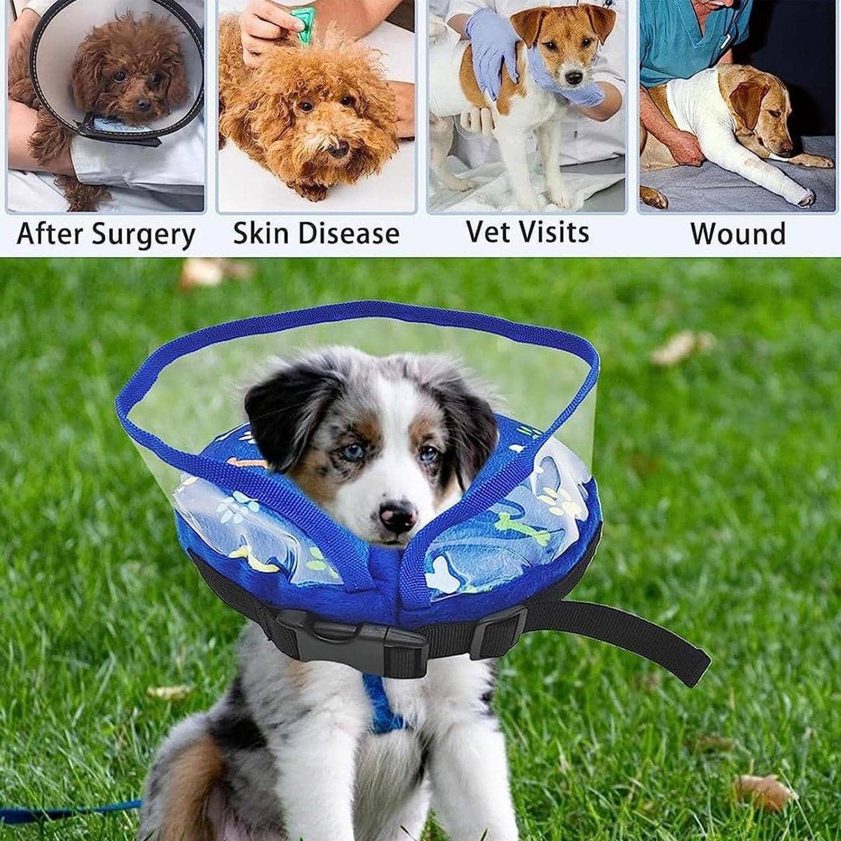 Dog Recovery Collar with Clear PVC Baffle - Grey, Small - view 5