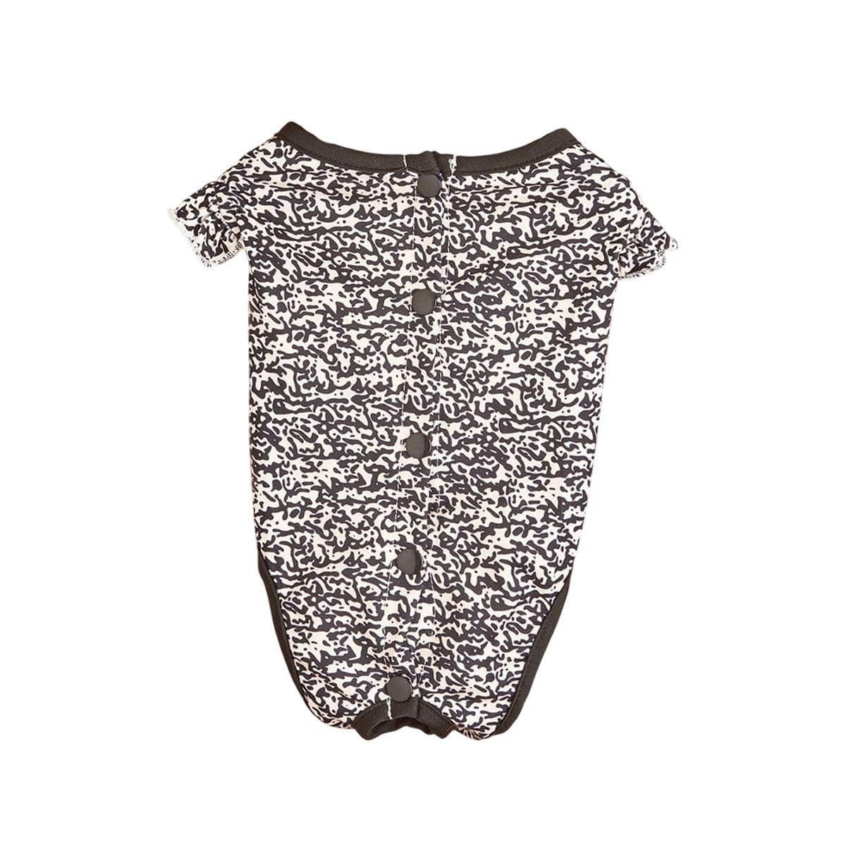 Dog Recovery Suit for After Surgery - Black and Cream Print, Size L (Chest 45 cm)