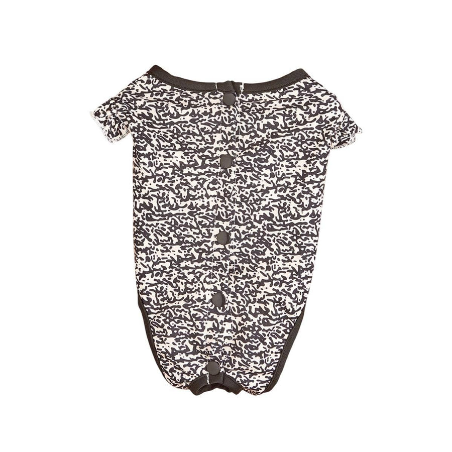 Dog Recovery Suit for After Surgery - Black and Cream Print, Size M (Chest 40 cm)