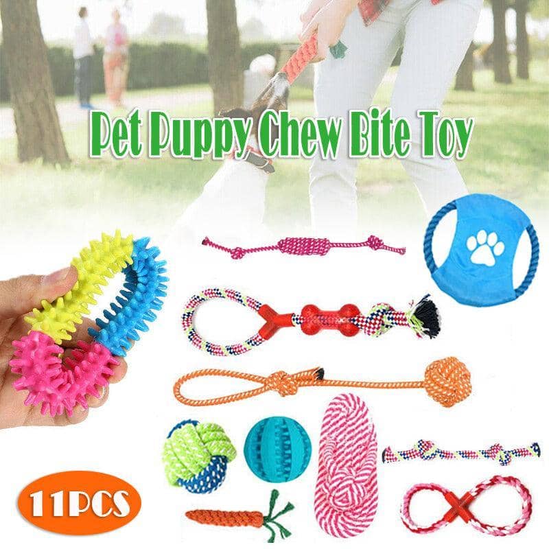 Dog Rope Toy Set - Cotton Rope Chew Toys for Puppies and Dogs, Pack of 11