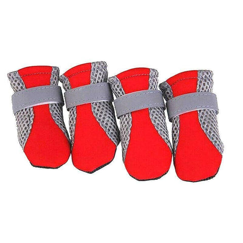 Dog Shoes with Non-Slip Rubber Soles - Red, XL, Set of 4