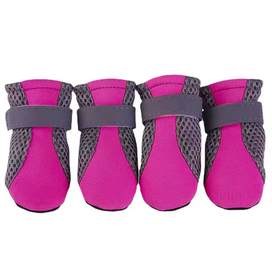 Dog Shoes with Non-Slip Rubber Soles - Rose Red, XL, Set of 4