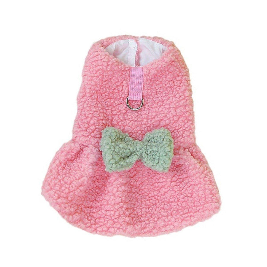 Dog Skirt Dress with Bow - Pink, Size M (Chest 42 cm, Back 30 cm)