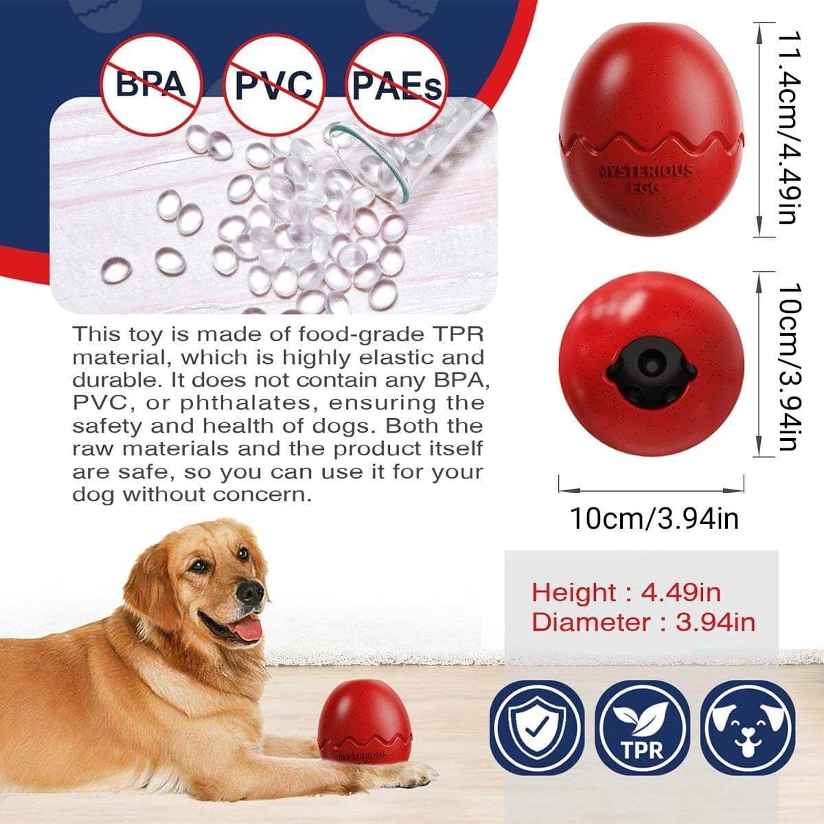 Dog Slow Feeder Toy Egg Shape Interactive Chew Snack Toy - Black - view 5