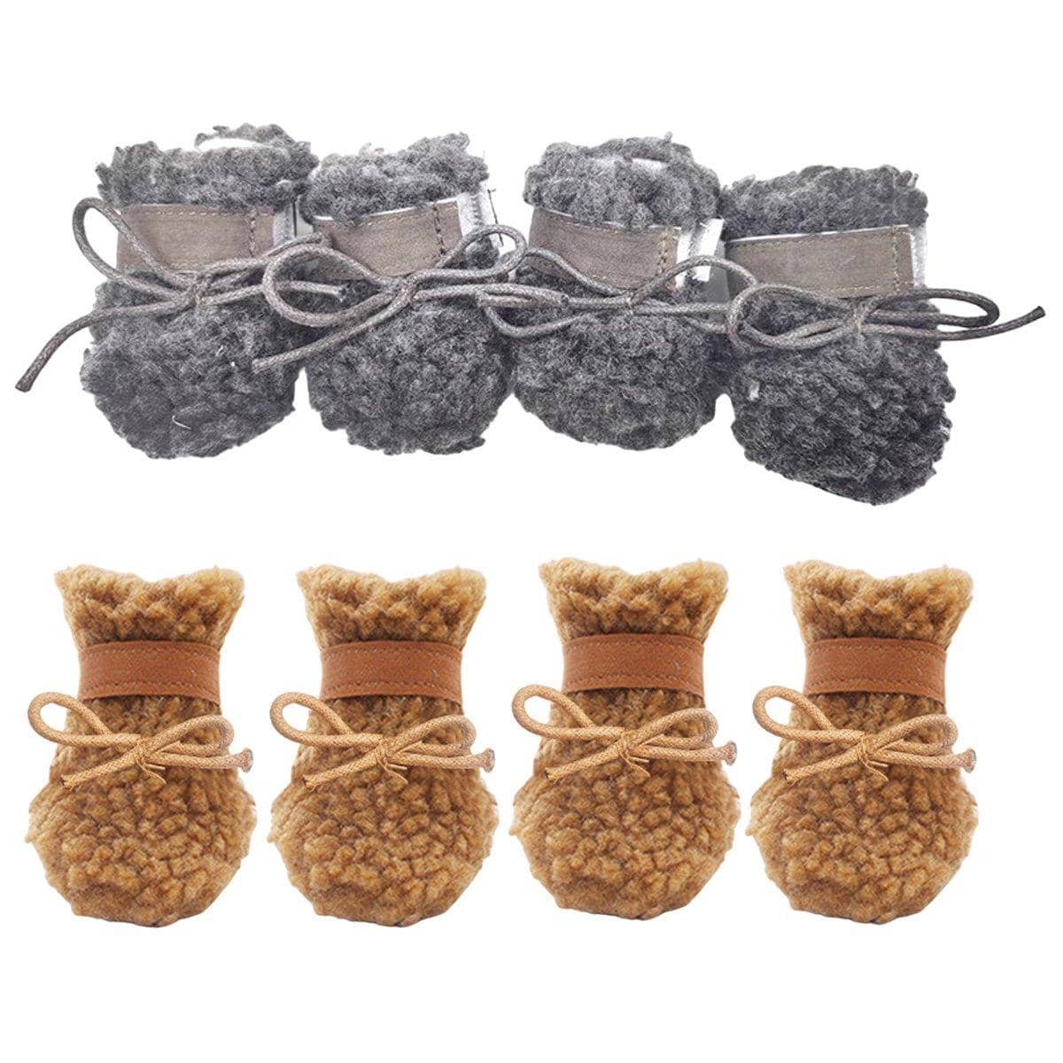 Dog Snow Boots, Warm Non-Slip Cotton Pet Shoes - Brown, Small (3.5 cm Wide x 4 cm Long) - view 3
