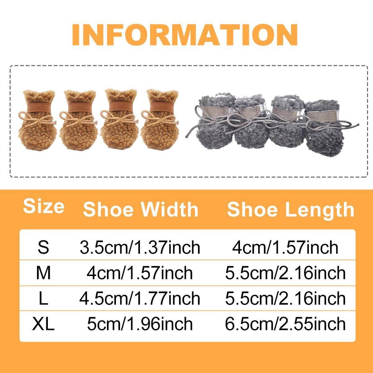 Dog Snow Boots, Warm Non-Slip Cotton Pet Shoes - Grey, Extra Large (5 cm Wide x 6.5 cm Long) - view 4