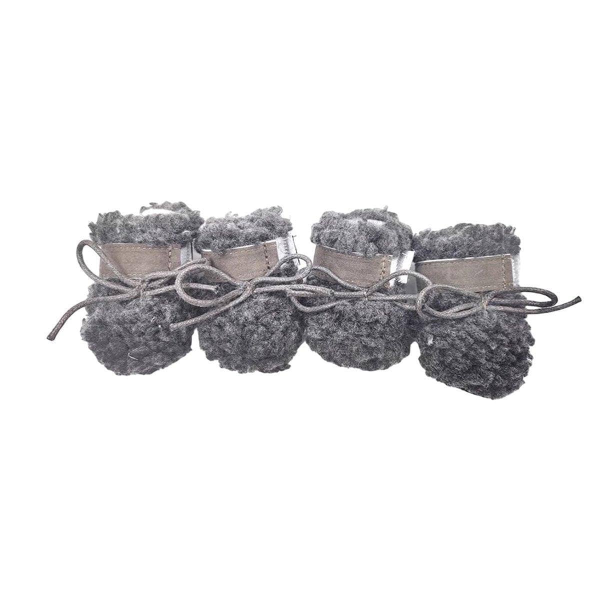 Dog Snow Boots, Warm Non-Slip Cotton Pet Shoes - Grey, Large (4.5 cm Wide x 5.5 cm Long)