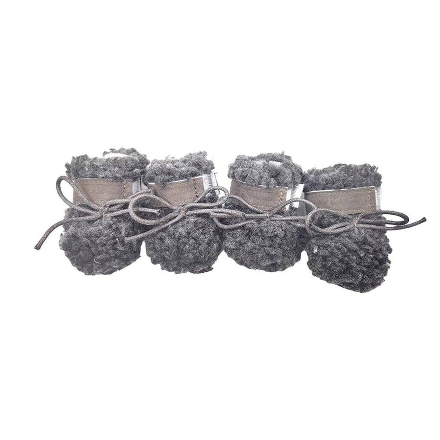 Dog Snow Boots, Warm Non-Slip Cotton Pet Shoes - Grey, Large (4.5 cm Wide x 5.5 cm Long)