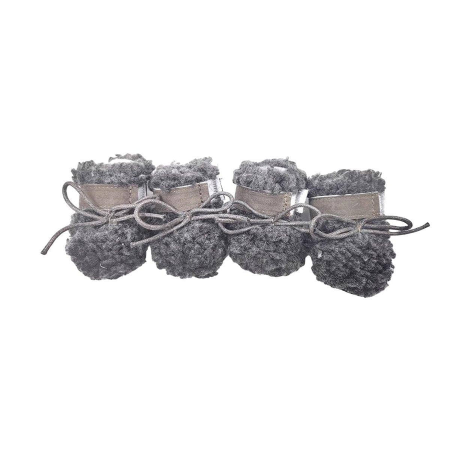 Dog Snow Boots, Warm Non-Slip Cotton Pet Shoes - Grey, Medium (4 cm Wide x 5.5 cm Long)