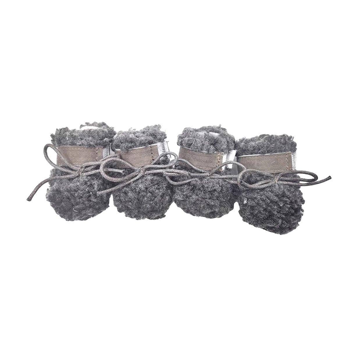 Dog Snow Boots, Warm Non-Slip Cotton Pet Shoes - Grey, Small (3.5 cm Wide x 4 cm Long)