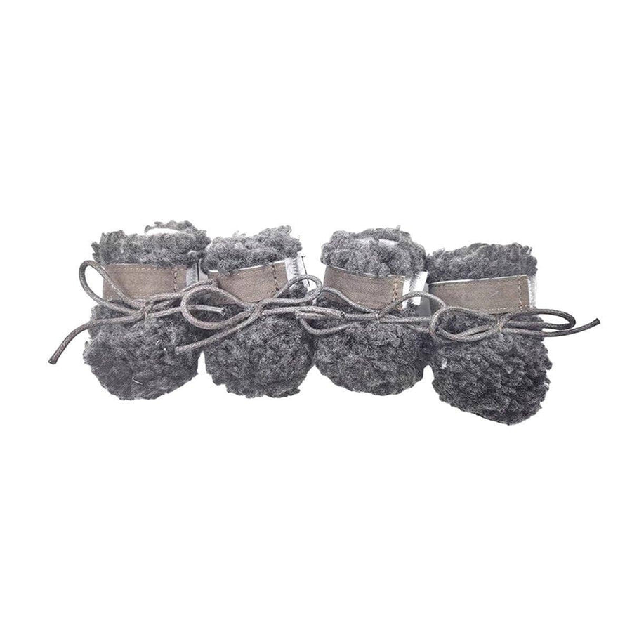 Dog Snow Boots, Warm Non-Slip Cotton Pet Shoes - Grey, Small (3.5 cm Wide x 4 cm Long)