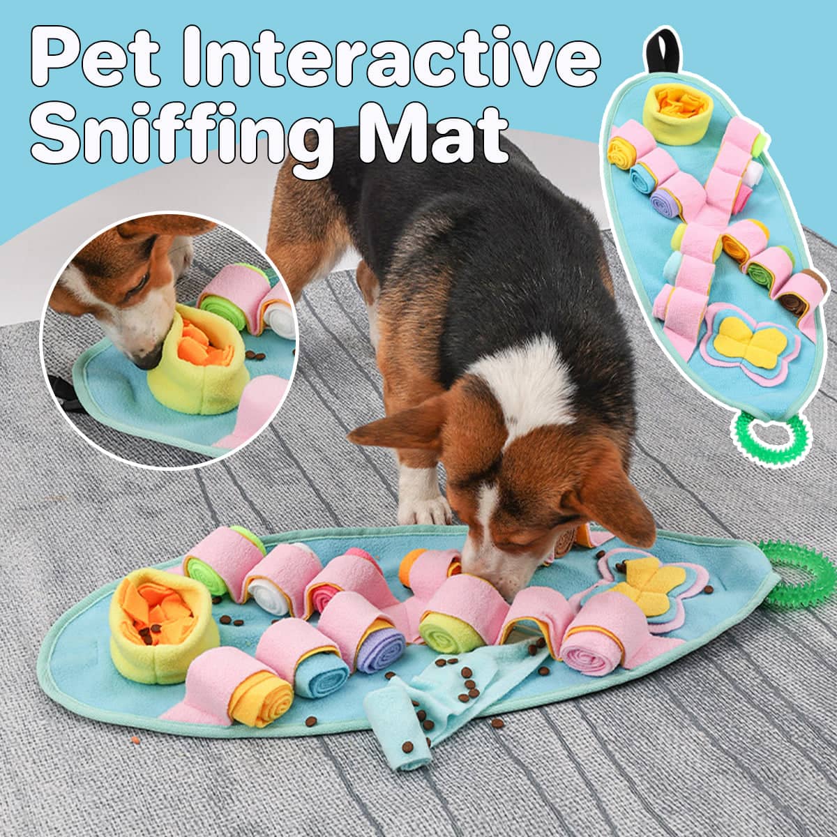 Dog Snuffle Mat Puzzle Toy for Smell Training and Feeding, 63 x 26 cm