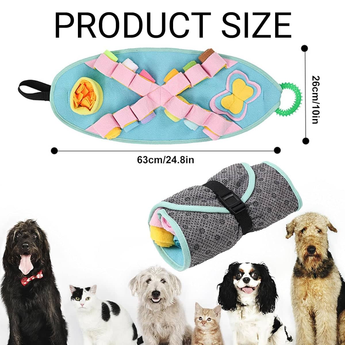 Dog Snuffle Mat Puzzle Toy for Smell Training and Feeding, 63 x 26 cm - view 3