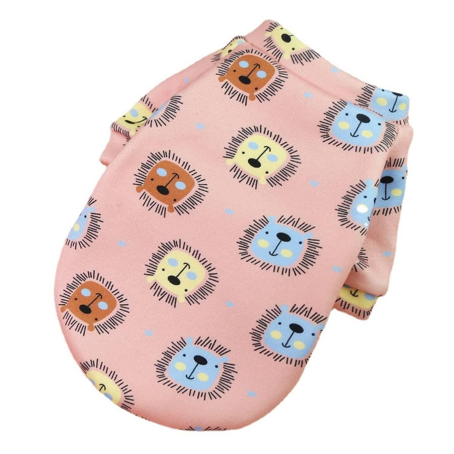 Dog Sweater - Pink Lion Print, XS (Chest 30 cm)