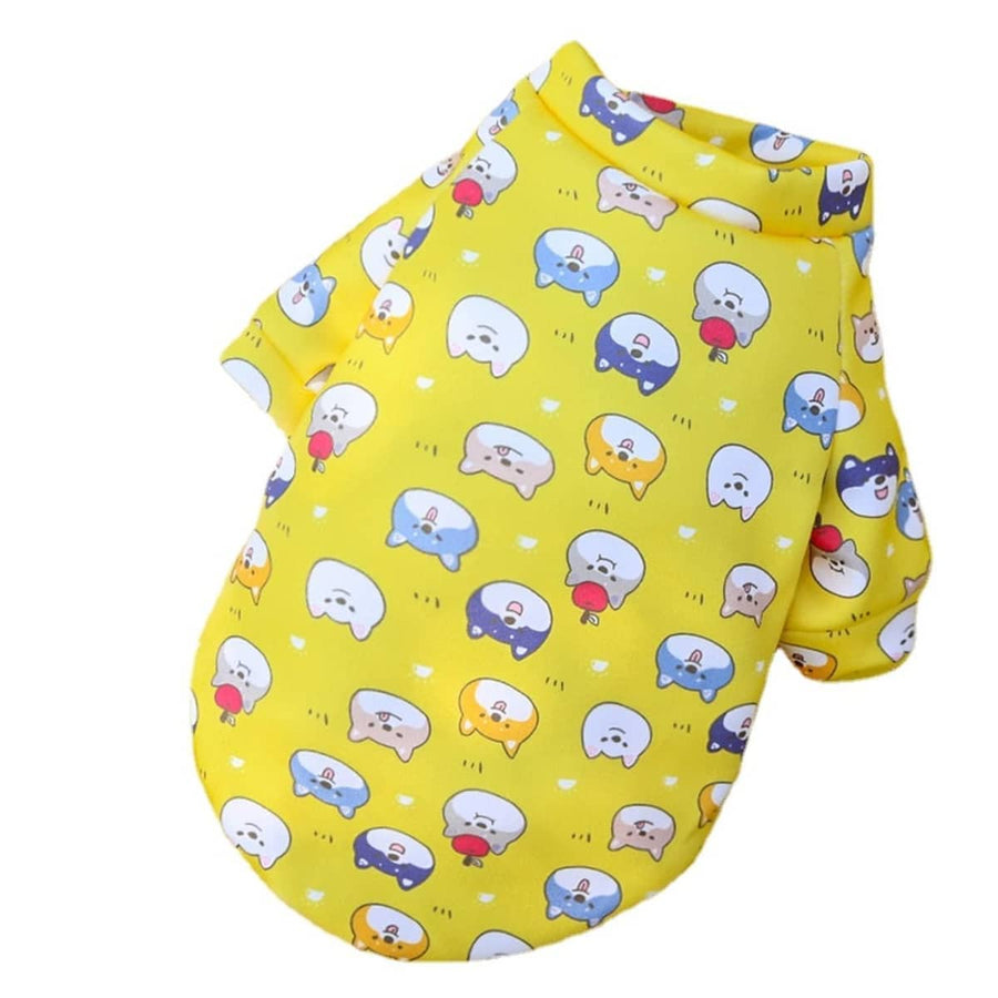 Dog Sweater - Yellow Shiba Inu Print, XS (Chest 30 cm)