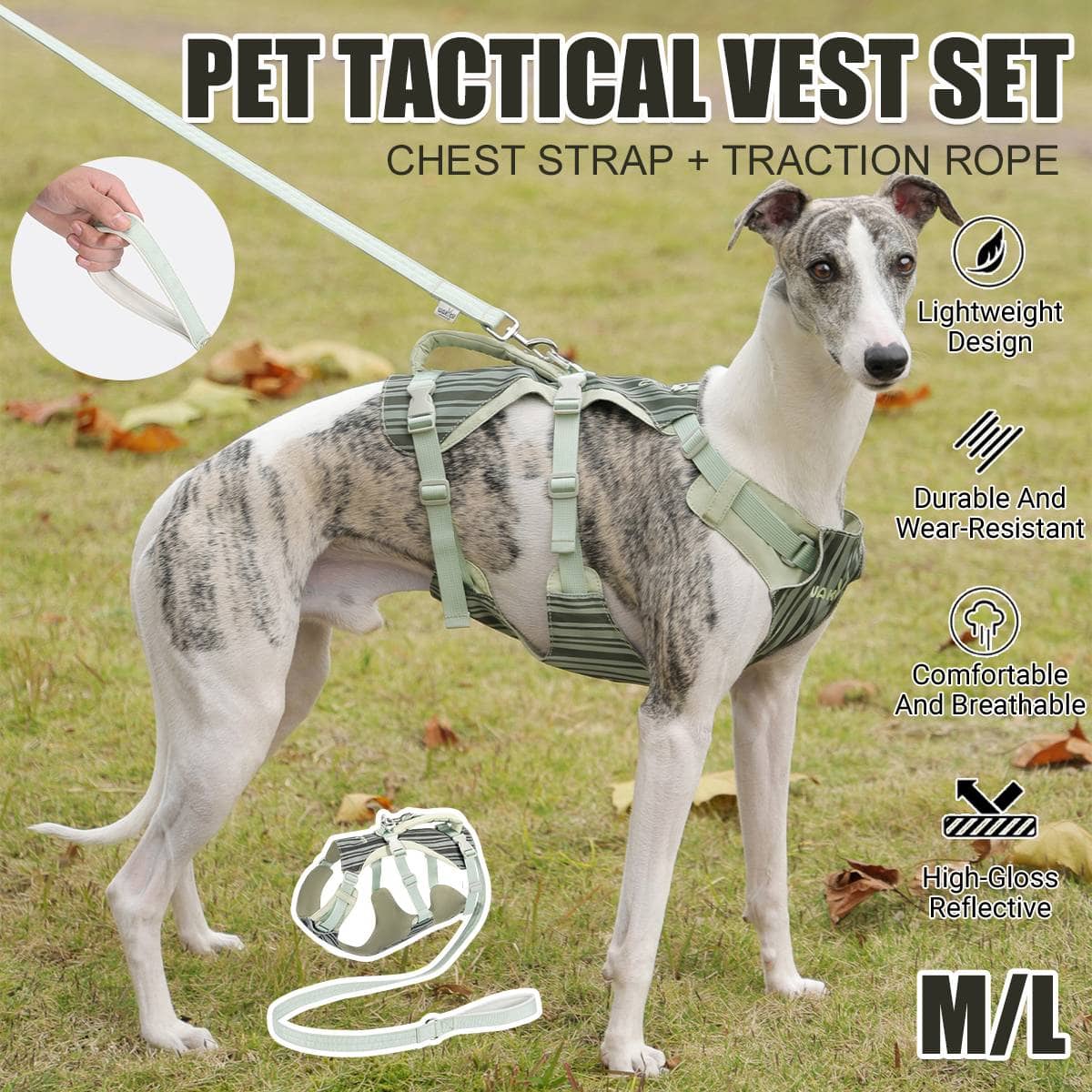 Dog Tactical Vest Harness and Leash Set Anti Choke - Size L (Chest 59-82 cm) - view 2