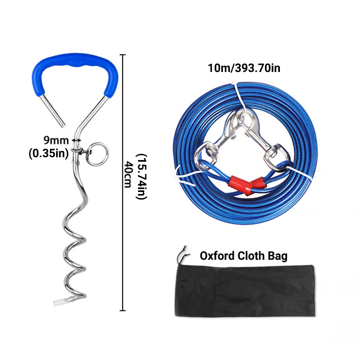 Dog Tie Out Stake Kit with 10 m Cable for Small and Medium Dogs - view 3