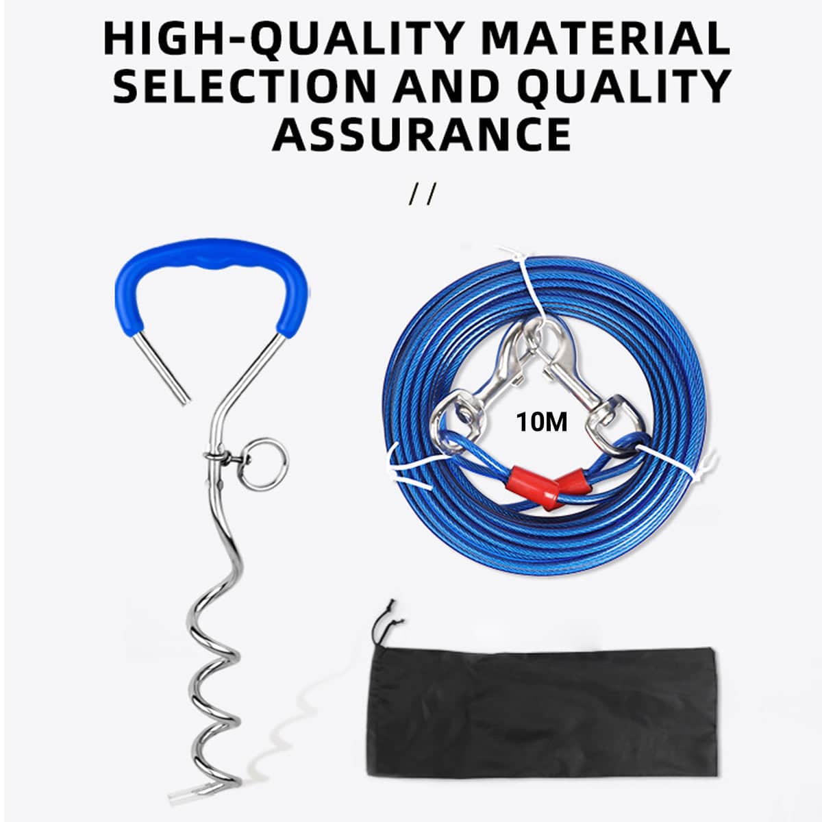 Dog Tie Out Stake Kit with 10 m Cable for Small and Medium Dogs - view 4