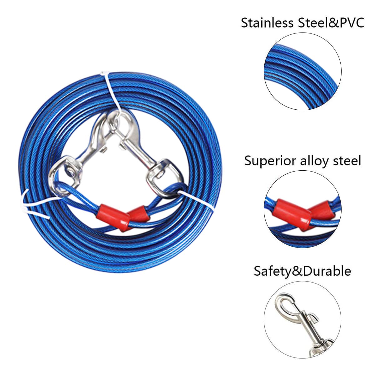 Dog Tie Out Stake Kit with 10 m Cable for Small and Medium Dogs - view 5