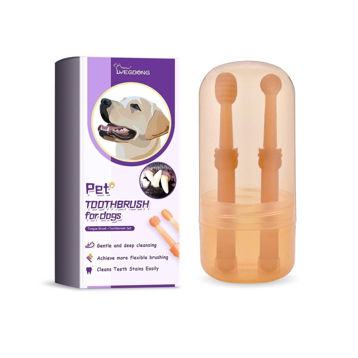 Dog Toothbrush and Tongue Brush Set with Protective Case - view 2